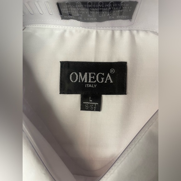 Omega Italy Dress Shirt Short Sleeve White Large - Picture 3 of 3